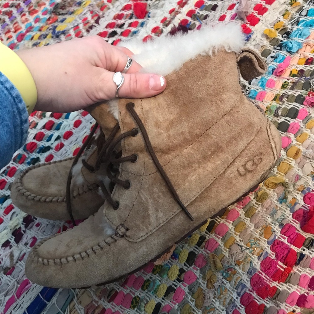UGG Chestnut Suede Shearling-Lined Ankle Boots